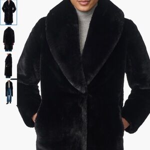 Bernardo Faux Fur Shawl Collar Coat, size M